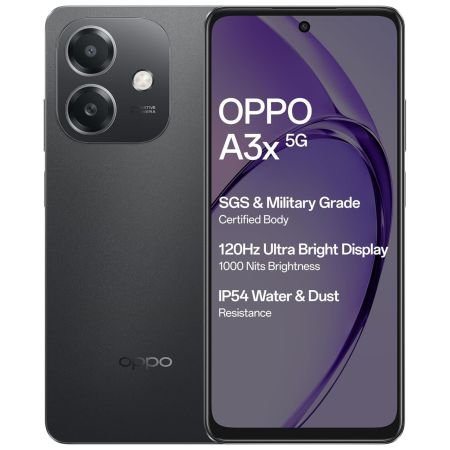 OPPO A3X 5G (SPARKLE BLACK, 4 GB, 64 GB)